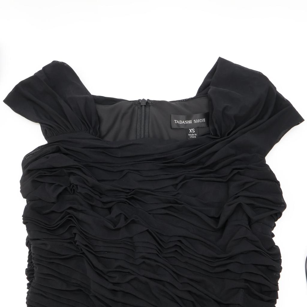 Tadashi Shoji 738814LJ Black Mesh Long Dress Dress XS blackUsed