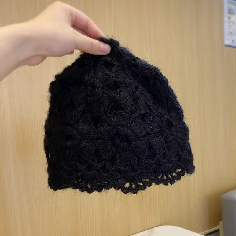 Women's Fashionable Mohair Knit Hat - Japanese Style, Double Layer, Hand-Crocheted with Tassel, Korean Trendy Autumn/Winter Accessory.