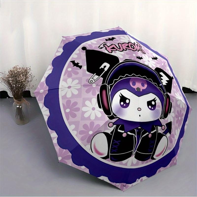 Kuromi Sanrio Automatic Folding Umbrella with Sturdy Iron Frame, Portable Compact Travel Umbrella All-Season Use Parties 0807050