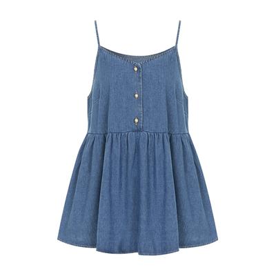 SELLY'S Denim Shirred Bustier Blouse_I5B-Cbl005