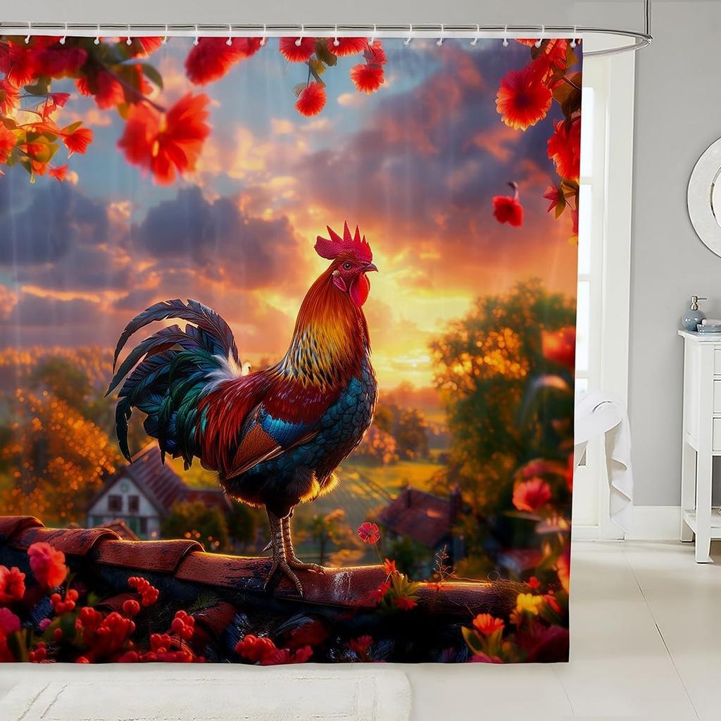 Cardinal Bird Shower Curtain Spring Themed Bath Curtain For Boys Girls Teens Rustic Farmhouse Themed Bathroom Decor Farm Red