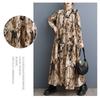 2025 Round Neck Long Sleeve Loose Skirt Women's Big Size Middle Aged Mom Dress