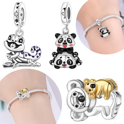 Charms Original Mother Baby Koala Animal Panda Chameleon Copper Beads Fit Bracelet Women Jewelry Diy Fine Gift