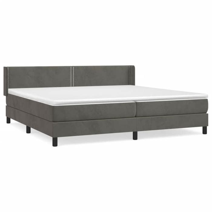 3130920 vidaXL Divan Bed and Mattress Dark Grey 200x200cm Velvet