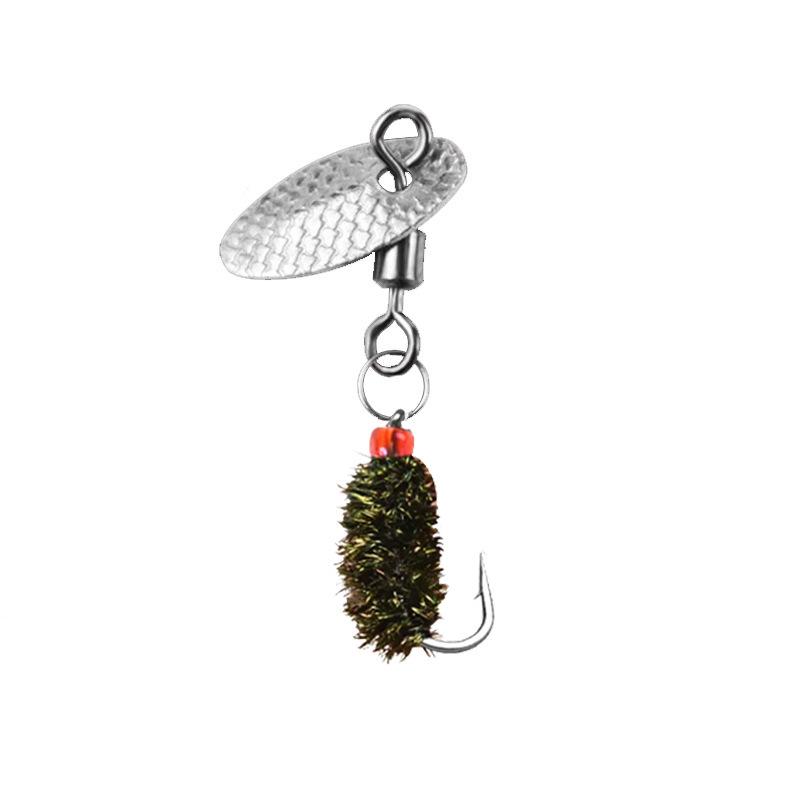 Modified Fly Fishing Hooks with Rotating Sunflower Seed and Mackerel White Stripe Lure - Simulation Insect Bait Cyclone Lure.