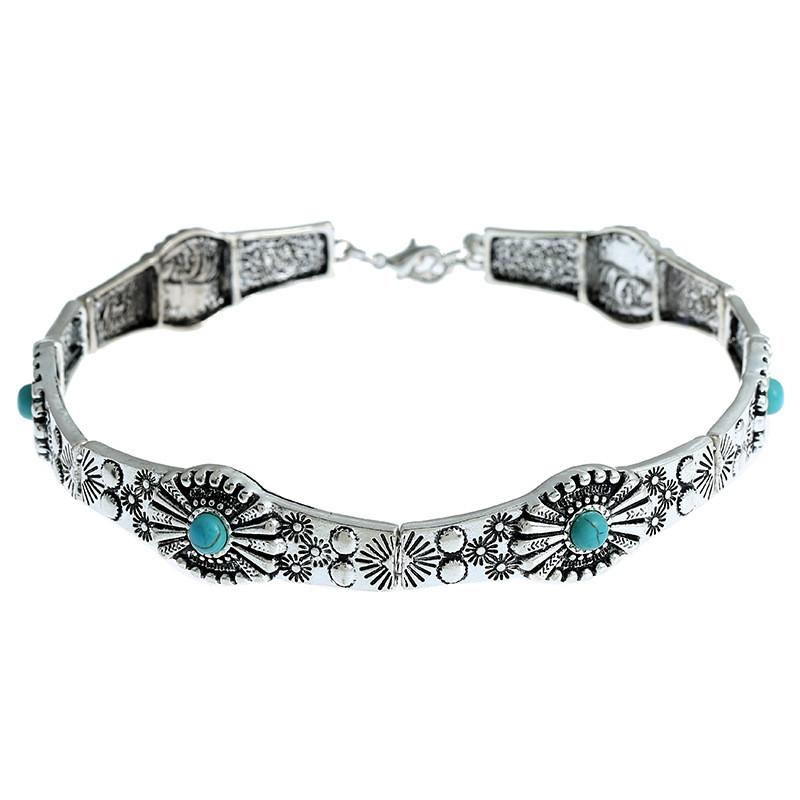 Alloy Gypsy Artistic Necklace With Gemstone Inlay For Vintage Outfits Inspired