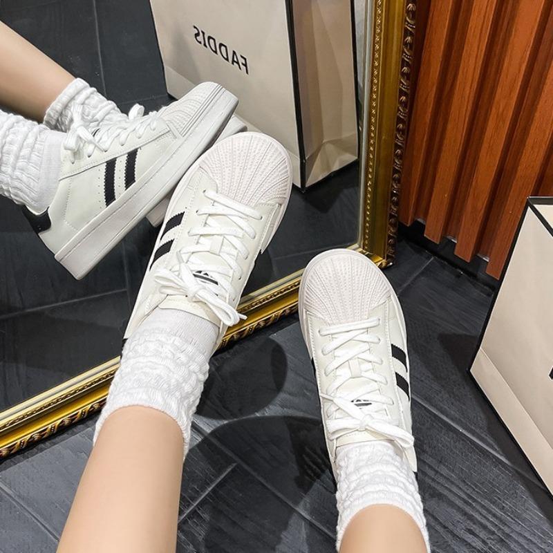 Little White Shoes Spring Women's New Shell Head Versatile Casual Shoes Little White Shoes Women's Shoes