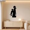 Iron Wall Art Silhouette Reading Girl Metal Sculpture Halloween Gift Modern Home Decor