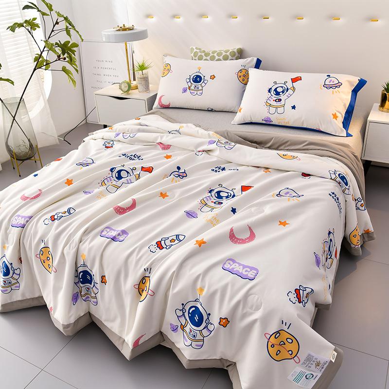 Summer Sleeping Quilt Soybean Fiber Air Conditioner Throw Blanket Washed Cotton Summer Adult Blankets for Bed Sofa Home Decor