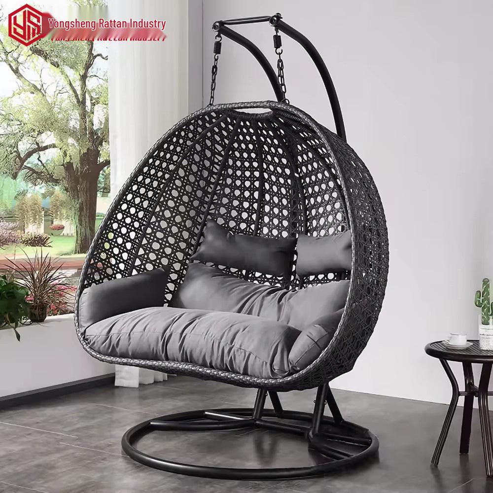 Thick Rattan Balcony & Courtyard Hanging Basket Chair - Single/Double Magic Leaf Design