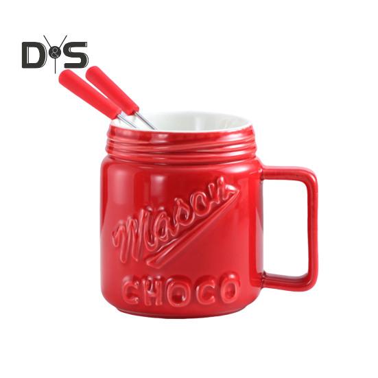 

Кружка для шоколадного фондю Мини-горшок для плавления масла Керамическая чашка для плавления шоколада 130 мл Многофункциональный подогреватель масла для карамельных тапас красный