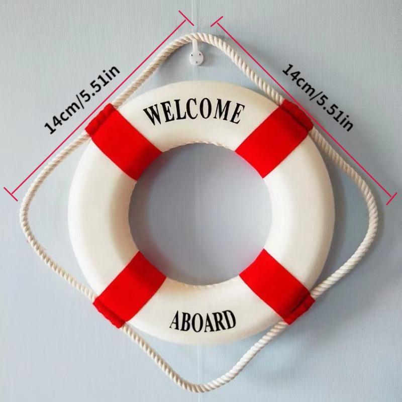 Klassischer Rot-Blauer Rettungsring Schreibtischdekoration, Nautisches Ornament - Perfekt für Home Office, Regal oder maritime Themenzimmergestaltung