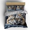 Realistic Starry Snow Leopard Animal print Bedding Set 3pcsSoft Skin-Friendly Bedding Set Includes 1 Duvet Cover 2 Pillowcase