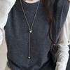 Korean silver sugar cube pull necklace women's 2025 new popular versatile temperament autumn and winter long sweater chain accessories