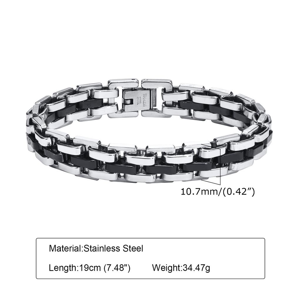 Stylish Strap Chain Bracelets for Men Boys,Waterproof Stainless Steel Thick Chain Wristband,Father's Day Husband Dad Gift