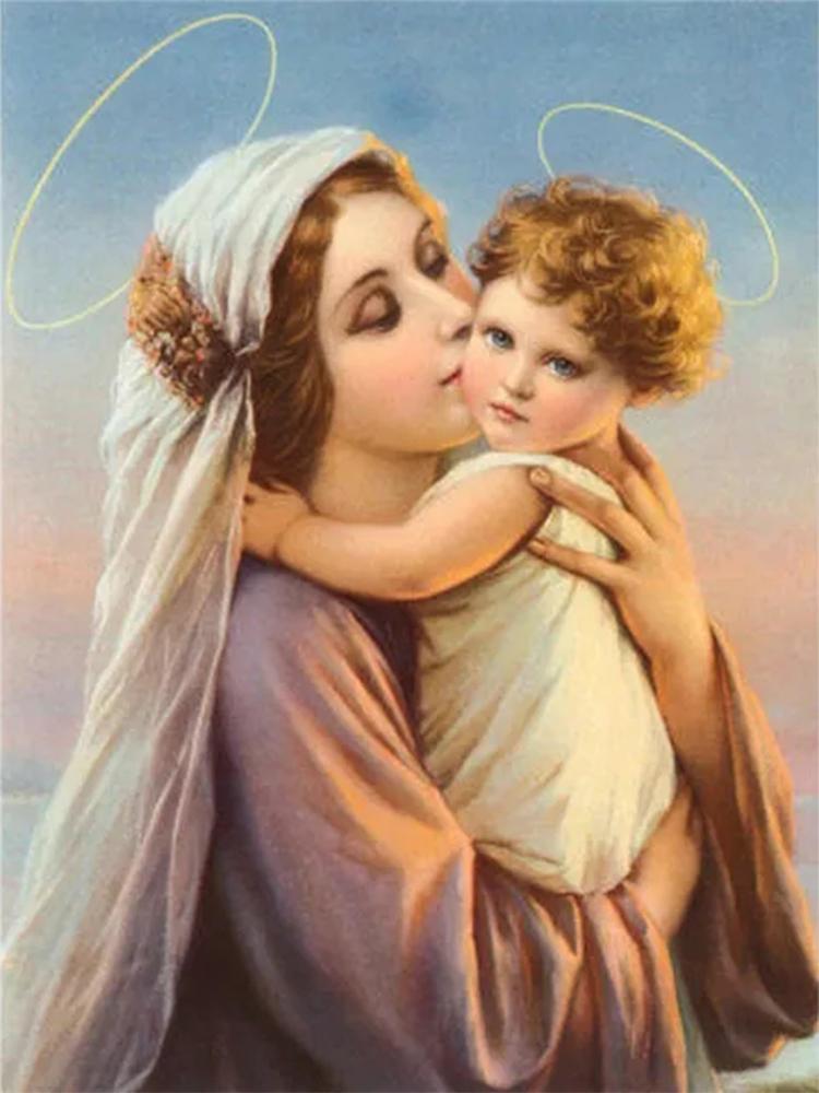 5D Virgin Mary Diamond Cross Embroidery Full Diamond Embroidery Full Circle Square Mosaic Christian Home Decoration Religion