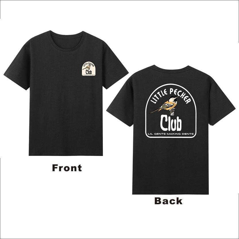 Little Pecker Club Lil Gents Making Dents Funny Birds Front Back Print TShirt S