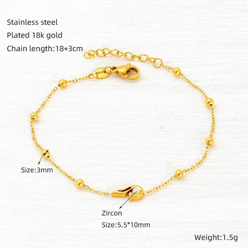Trendy Versatile Stainless Steel Gold Plated Chain Link Bowknot Flower Charms Zircon Bracelet for Women Non Tarnish Jewelry