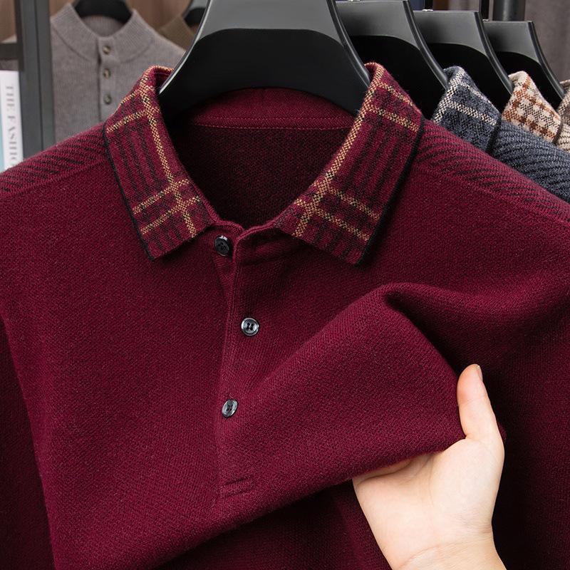 New Arrivals: Men's 100% Pure Wool Thickened Pullover - 400g Winter Sweater for Middle-Aged and Elderly