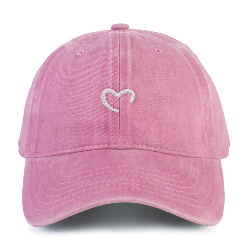 One Women Baseball Cap Love Heart Embroidery Vintage Washed Baseball Cap for Outdoor Activity Urban Wear Dad Hat