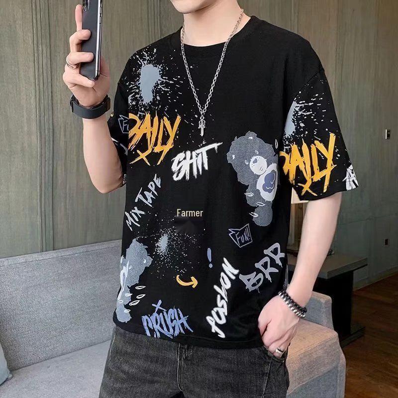 Herren 2024 Kurzarm Locker Rundhals T-Shirt - Sommer-Trend im Hongkong-Stil