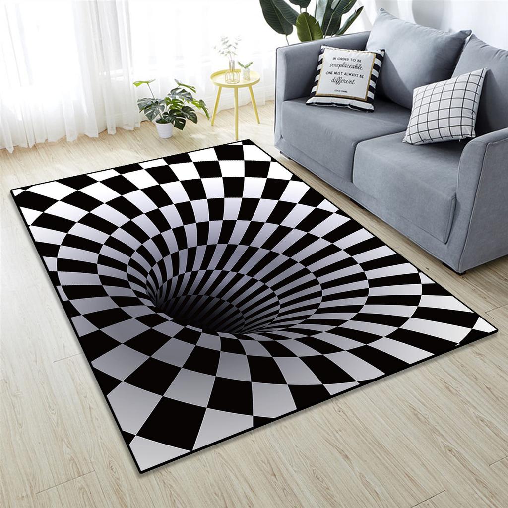 3D Illusion Trap Pattern Carpet Square Non-Slip Rug Home Decor Trippy Aesthetic Floor Mat Entrance Bedroom Living Room Mat