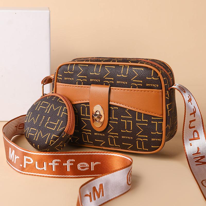 Spring and Summer Trendy Printed Retro Middle-aged Mom Bag, Single-shoulder Crossbody Bag, Women's Bag