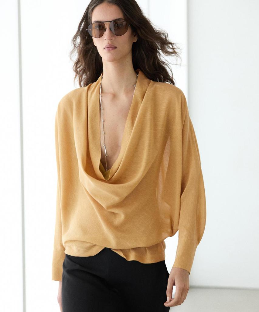 Masimodutti Fluid Drape Neck Blouse
