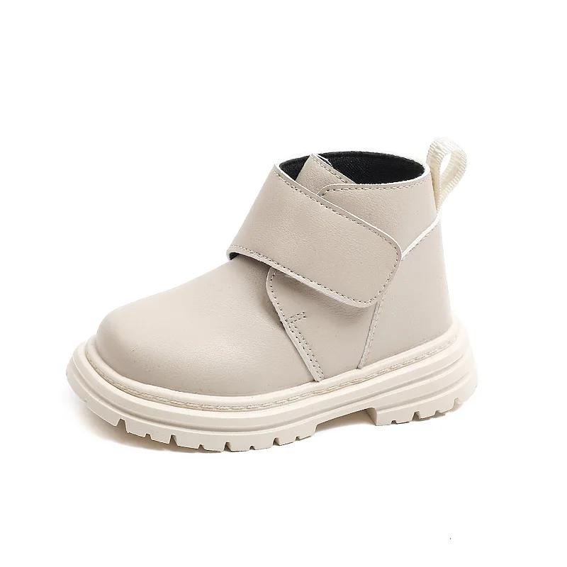 Kids Leather Boots Solid Color Versatile Boys Girls Short Boots Non-Slip 2024 Autumn New Fashion Kids Ankle Boots British Style
