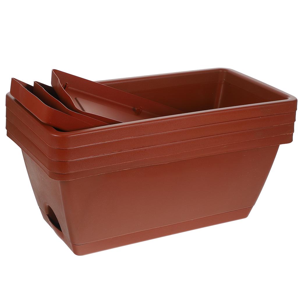 4Pcs Large Plastic Planters Rectangular Flower Pots for Indoor Outdoor Plants with Drainage Planters for Outdoor Plants