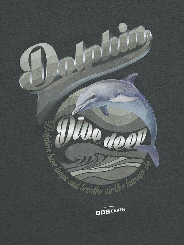 BBC EARTH Dolphin Short Sleeve Round_Charcoal