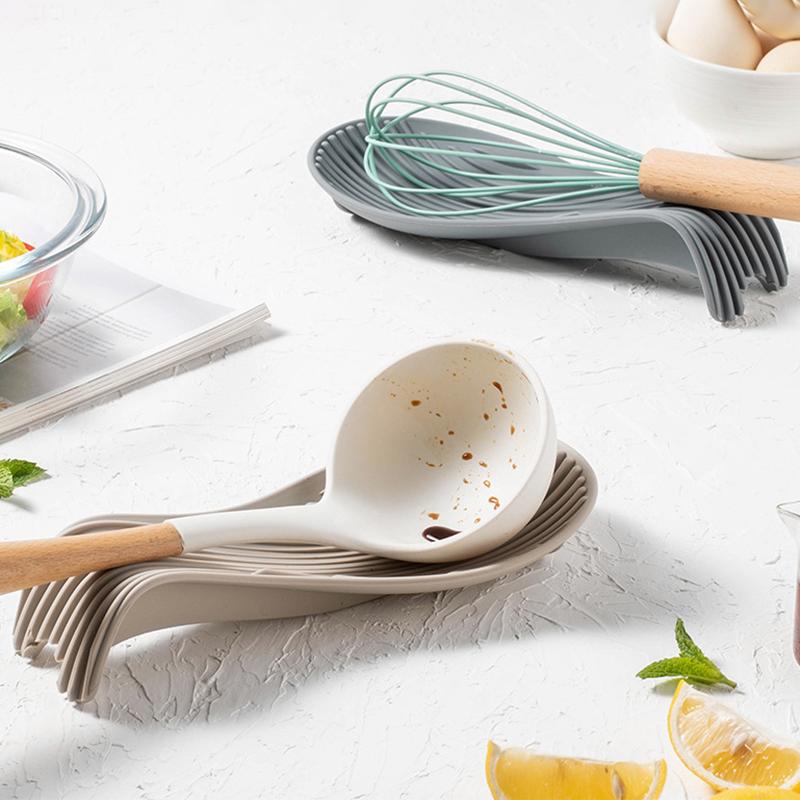 Silicone Spoon Holder Kitchen Spoon Rest Utensil Heat Resistant Storage Shelves Kitchen Cooking Tools Kitchen Accessories