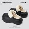 Thick-soled hole shoes winter velvet warm Internet celebrities fashion versatile indoor height EVA simple outer cotton slippers
