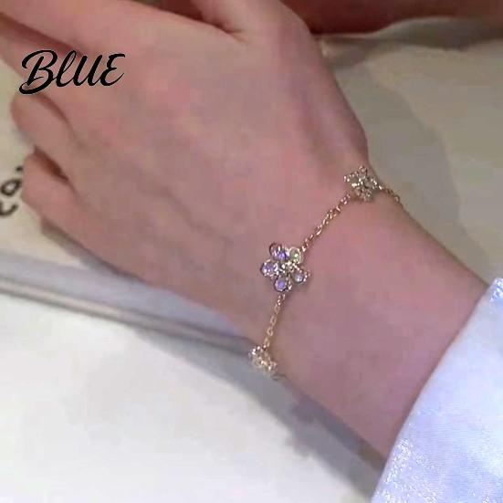 Women Bracelet Bracelet Flower Design with Claw-Setting Cubic Zirconia Inlaid