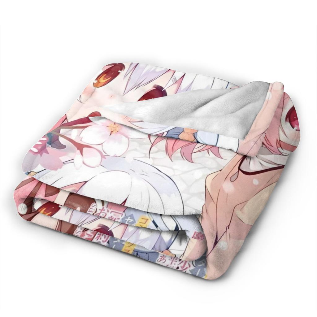 Puella Magi Madoka Magica Fleece Throw Blankets Magic Girl Cartoon Blanket for Home Outdoor Super Warm Quilt,