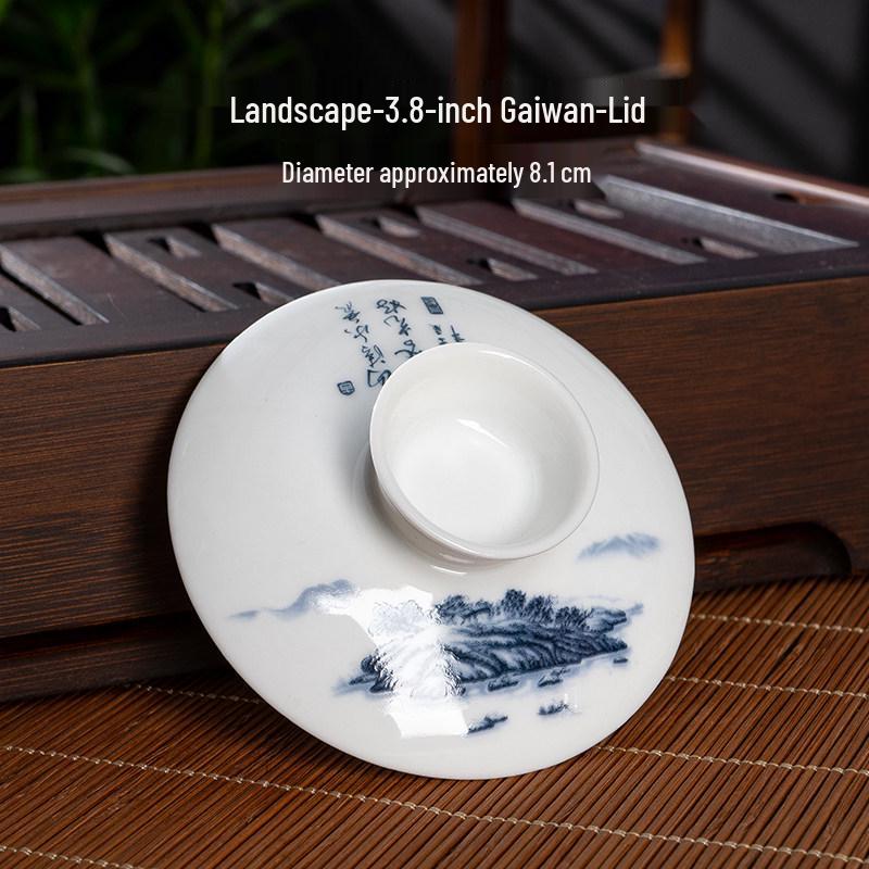 Gaiwan Teacup: Ceramic Lid & Bowl, 7.1CM-8.1CM Diameter, Kung Fu Tea Set Accessory.