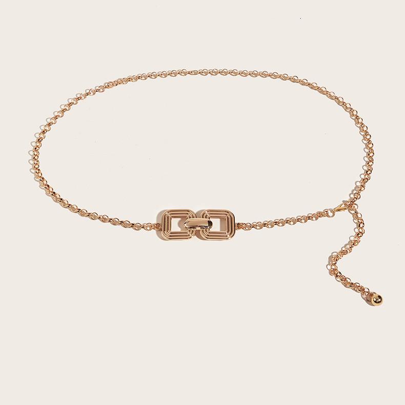 Square Circular Double Metal Chain Belt With Skirt And Dress Decorative Waist