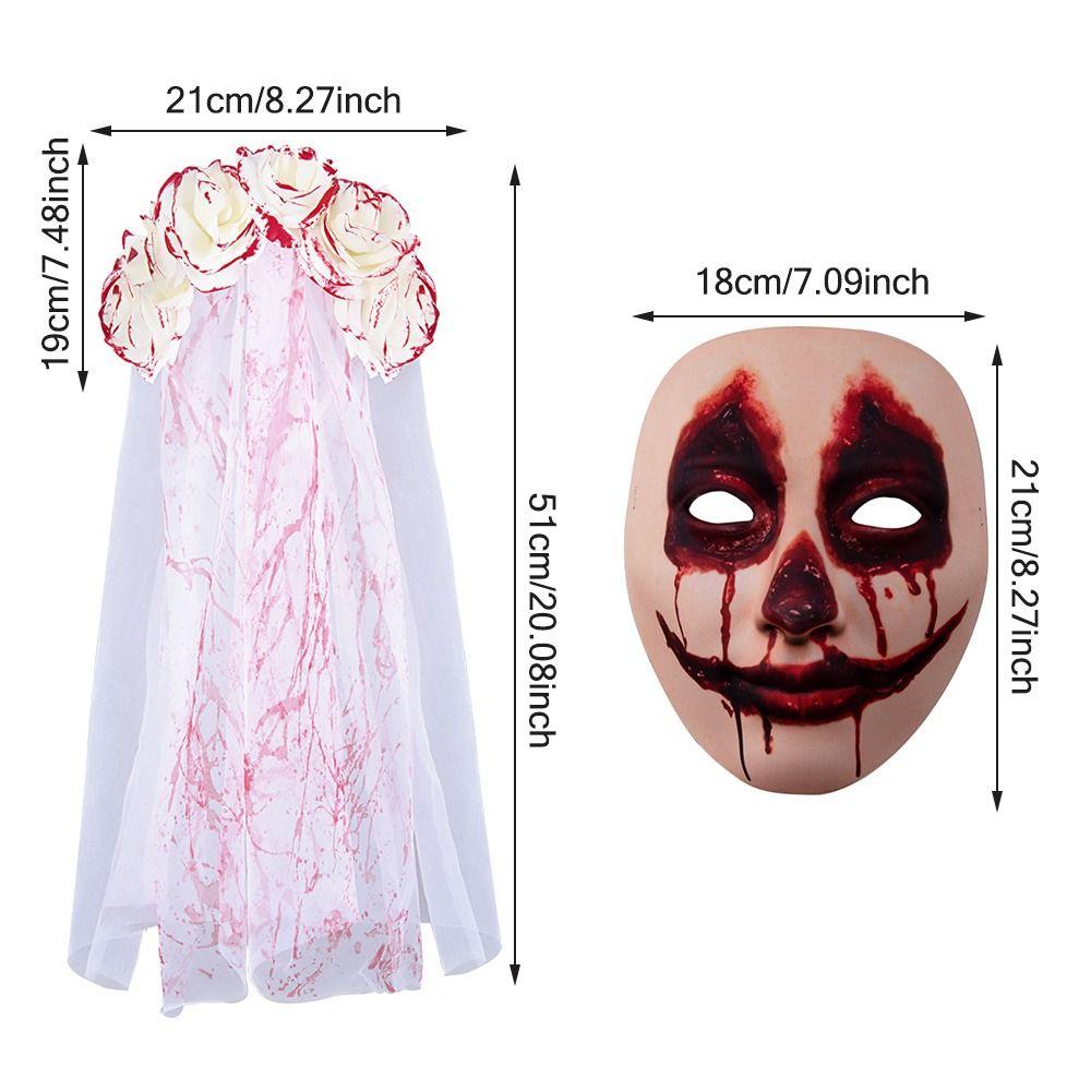 Blood Rose Flower Crown Ghost Cosplay Accessories Hair Hoop with Veil  for Women