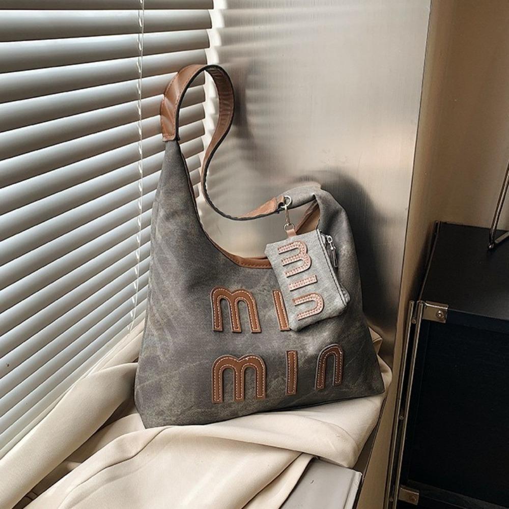 

Large Capacity Vintage Tote Bag Stylish Crossbody Bag Coin Bag Shoulder Purse Versatile Use чёрный