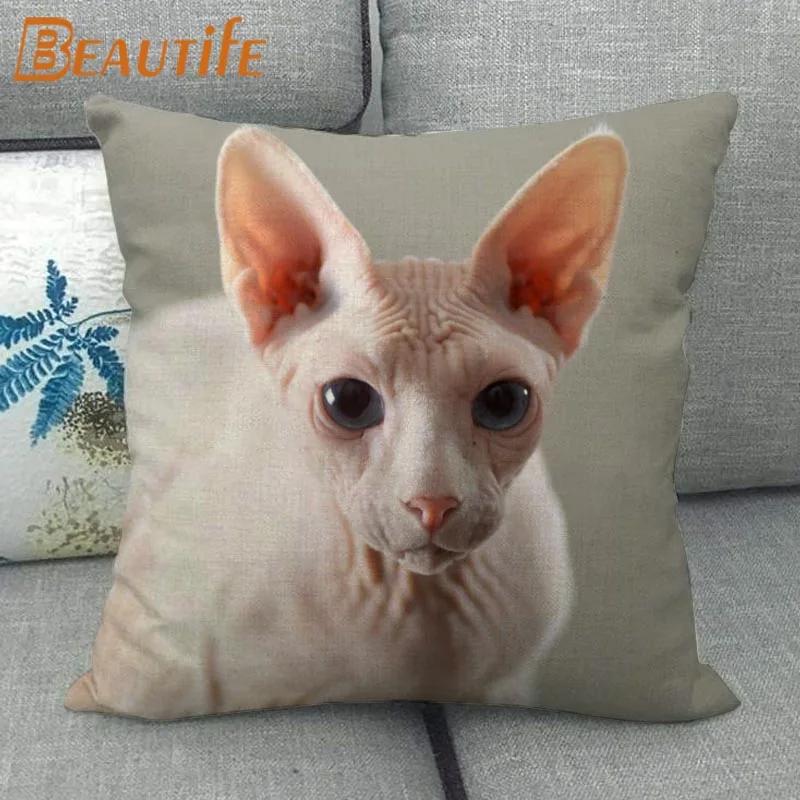 45X45cm Sphynx Katze Kissenbezug Quadratisch Reißverschluss Baumwolle Leinenstoff Kissenbezüge Schlafzimmer Zuhause Dekorativ Jungen Mädchen Geschenk