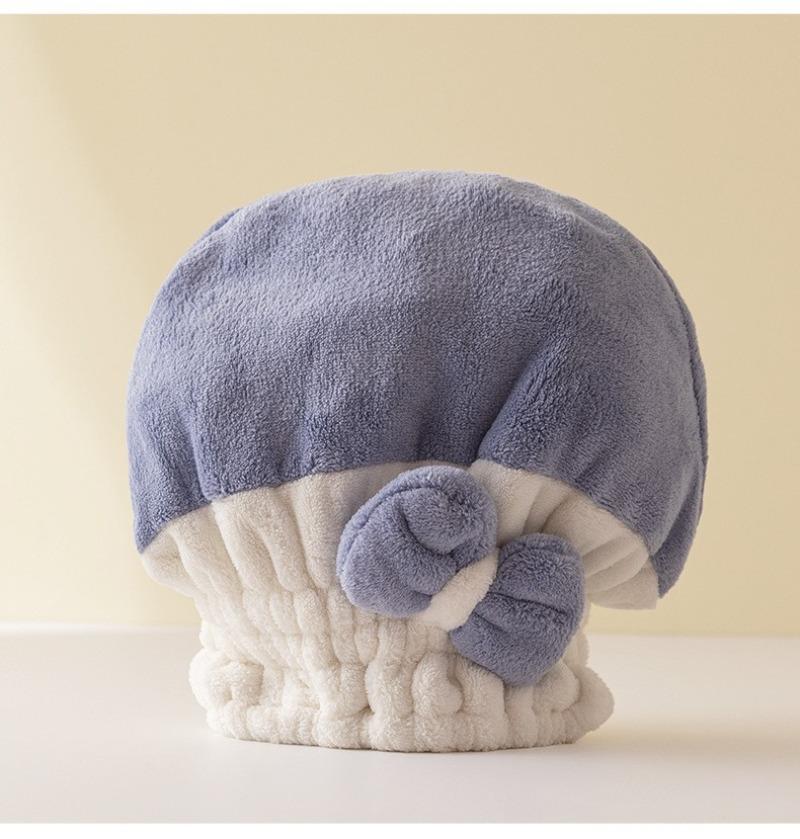 Match Color Dry Hair Hat Women Absorbent Quick Dry Wipe Hair Towel Head Two-color Lovely Shower Cap Coral Velvet Hair Cap