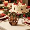 Desktop Standing Xmas Ornaments 3Pcs Christmas Santa Claus And Tree Ornaments, Wooden Oval Table Tiered Tray Holiday Displays Centerpiece, Solid Wood
