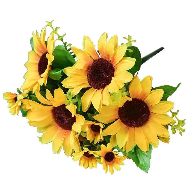 Petit Arrangement de Fleurs en Soie Tournesol pour Décoration de Salon