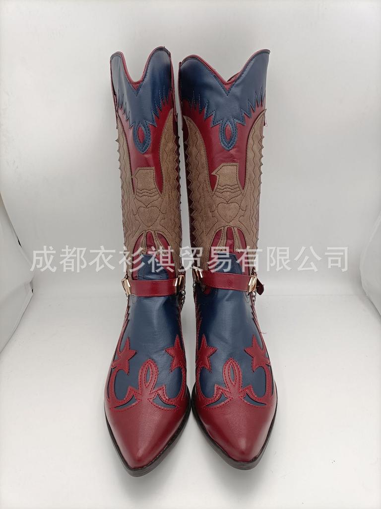 Men'S Knight Point Embroidered Medium Tube Versatile Men'S Boots 38 To 48