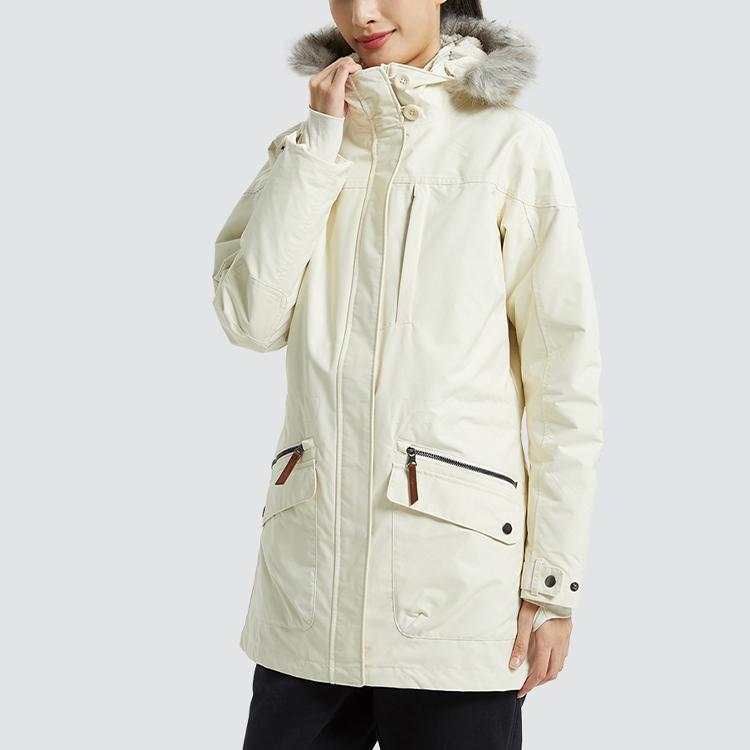 Columbia Omni-Heat Solid Waterproof Hooded Three-In-One Detachable Cotton Liner Breathable Lightweight Jacket Women Jackets White WR0004-191