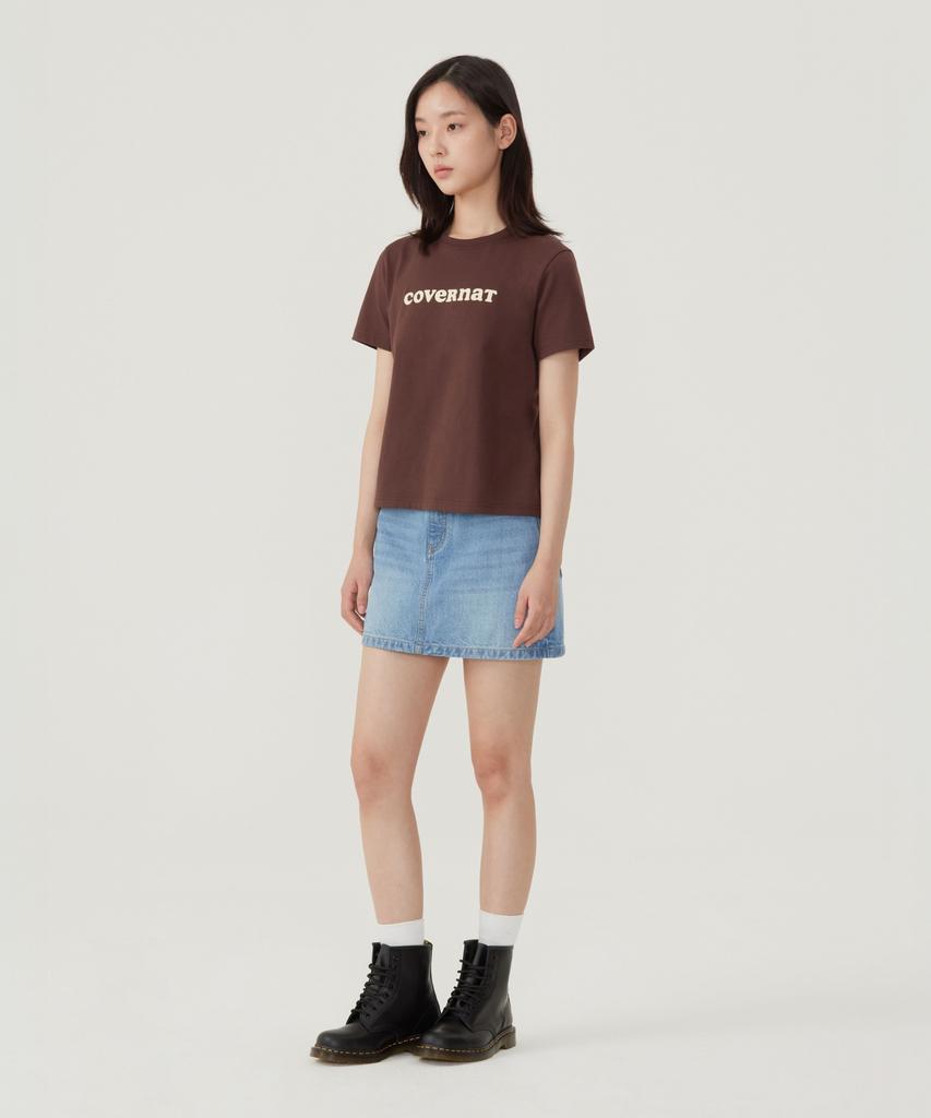 Covernat Woman Denim Mini Skirt Blue