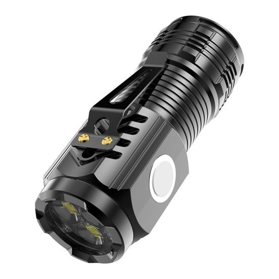 3-LED Mini Flashlight Type-C LED Torch with Magnetic Clip Waterproof Portable Emergency Light Lightweight Work Light for Outdoor Camping Hiking