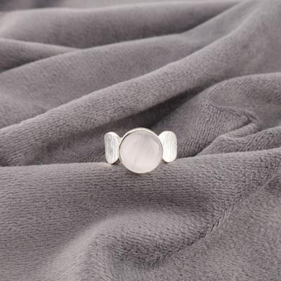 Natürlicher Selenit Edelstein 925 Sterlingsilber Schmuck Handgefertigter Damenring zum Geschenk RR-1-42