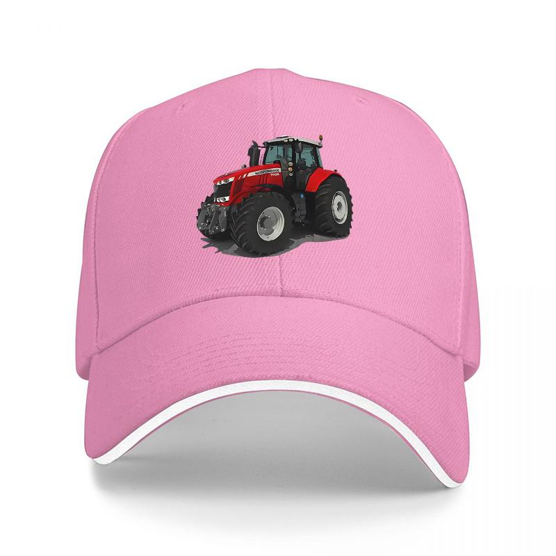 Baseballkappe mit rotem Traktordesign Klassischer Druck von Landmaschinen Verstellbare Kappe für Erwachsene Outdoor-Arbeit und Freizeitkleidung