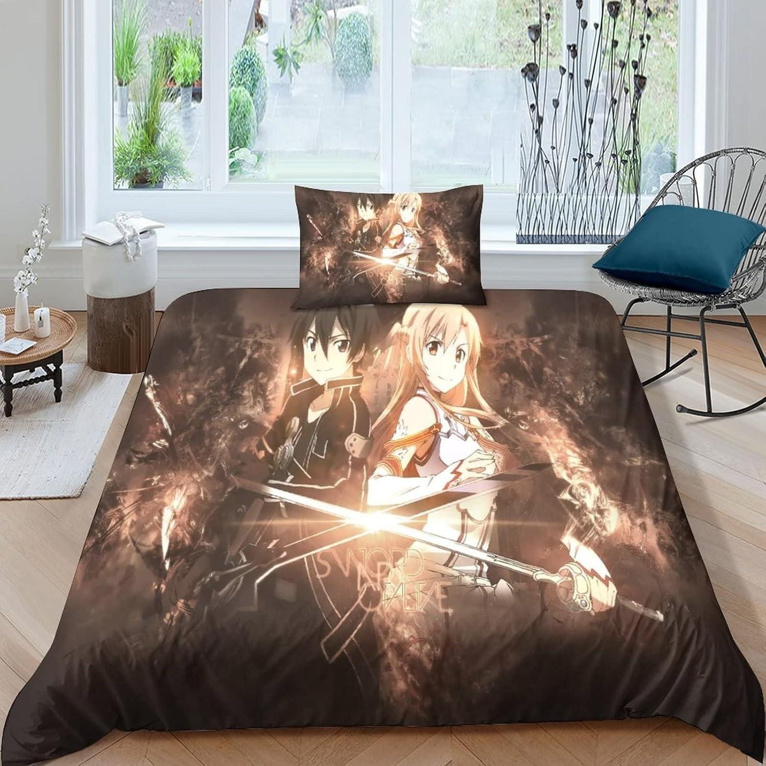 

Sword Art Online Cartoon Bedding Sets Exquisite Bed Supplies Set Duvet Cover Bed Comforter Set Bedding Set Luxury Birthday Gift AU Single(140x210cm)